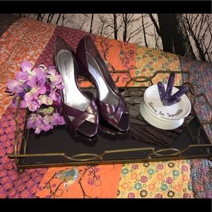 Jones New York patent peep toe-Eggplant